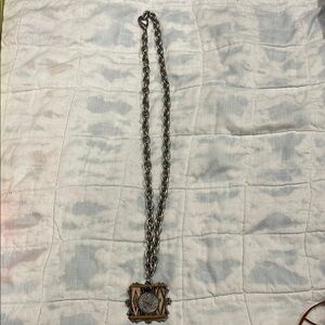 Silver Chain Necklace with Colorful Pendant